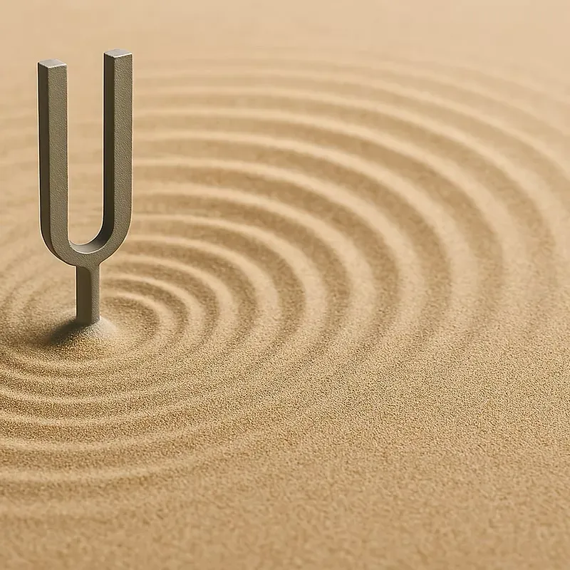 Tuning fork in sand